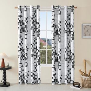 Geometric Blackout Curtains 52x84 Set of 2 Panels Room Darkening Black